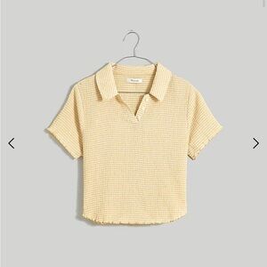 NWT! Madewell crinkle polo crop tee